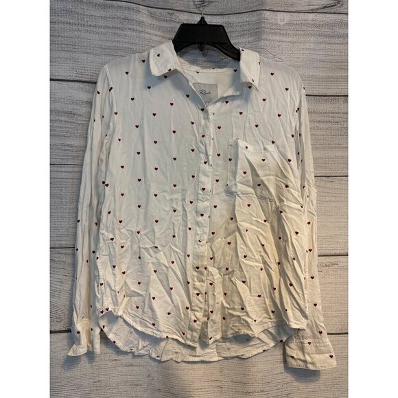 Rails Rocsi Heart Print Button-Up Shirt Size S - Picture 1 of 3